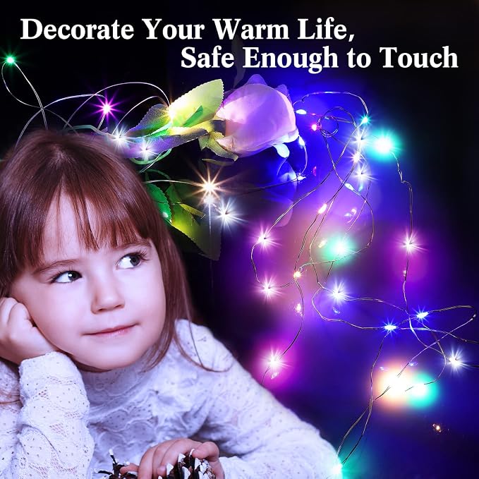 Tuanse 50 Pack LED Fairy Lights Colored Battery Operated String 3 Speed Modes 7 ft 20 LED Starry Wedding Decoration Waterproof Wire Twinkle Light for DIY Jar Bedroom Party Supplies (Rainbow Color)