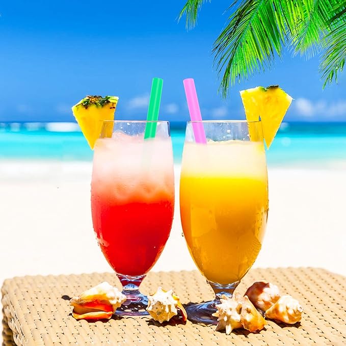 200PCS 8.3 inch Jumbo Smoothie Straws,Colorful Disposable Plastic Large Wide-mouthed Straw