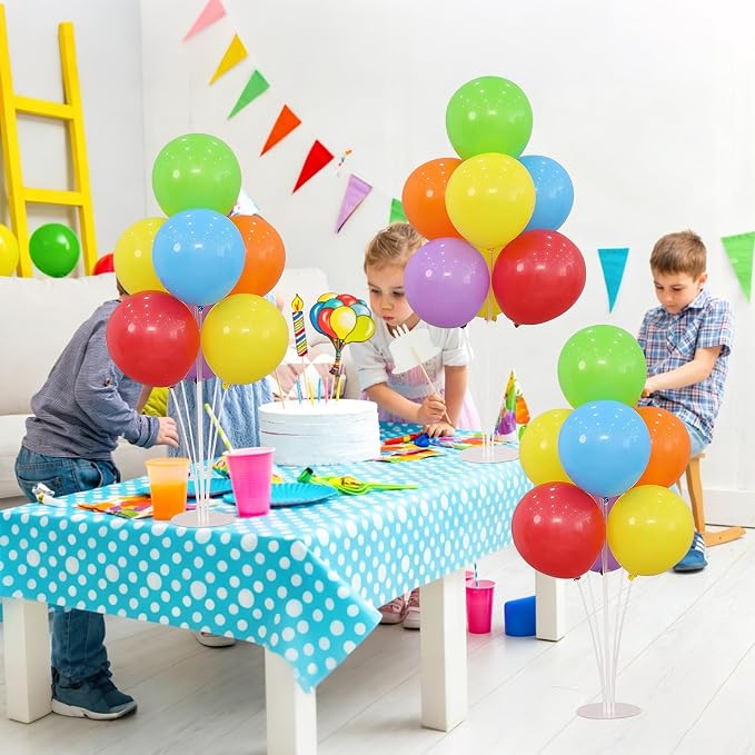 6 Balloon Stand Kit for Table Centerpieces with Balloon and Base Rainbow Balloons Holder Birthday Retirement Graduation Wedding Gender Reveal Party Baby Shower Decorations