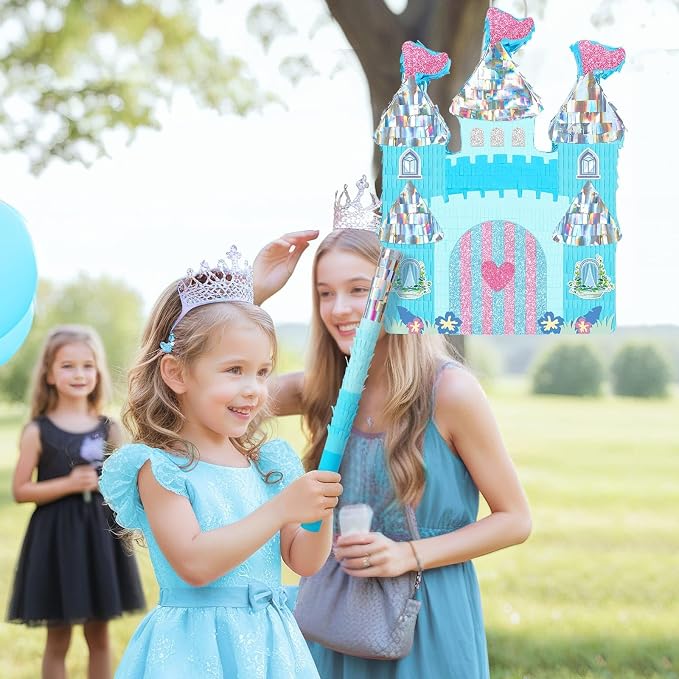 WERNNSAI Princess Castle Piñata - Ice Castle Piñata Blue Princess Party Decorations for Girls Birthday Party Game Magical World Birthday Party Decoration Supply Winter Fairy Party Game