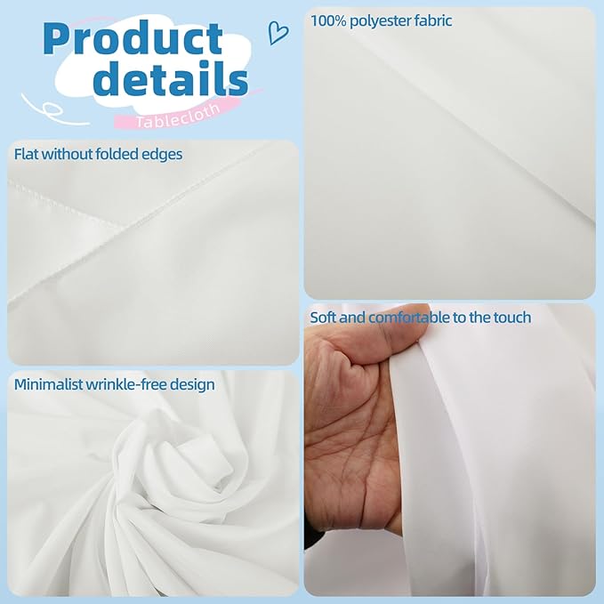WIGENIUS 6 Pack Ivory Table Cloth Rectangle Tablecloths 70X120 Inch,Polyester Table Cloth for 8 Foot Rectangle Tables,Wrinkle Resistant Washable Fabric Table Covers for Party,Wedding Banquet
