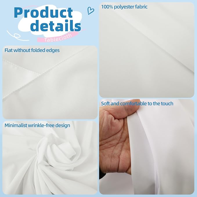 WIGENIUS 10 Pack Ivory Table Cloth Rectangle Tablecloths 70X120 Inch,Polyester Table Cloth for 8 Foot Rectangle Tables,Wrinkle Resistant Washable Fabric Table Covers for Party,Wedding Banquet