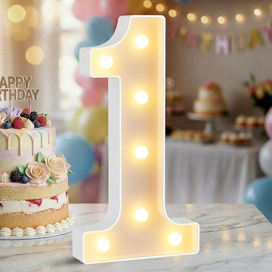 12.6 Inch LED Marquee Light Up Numbers, Birthday Number Lights as Gifts for Girls Women Men, Lighted Marquee Numbers for Anniversary Party Night Light Table Decorations, Number 1