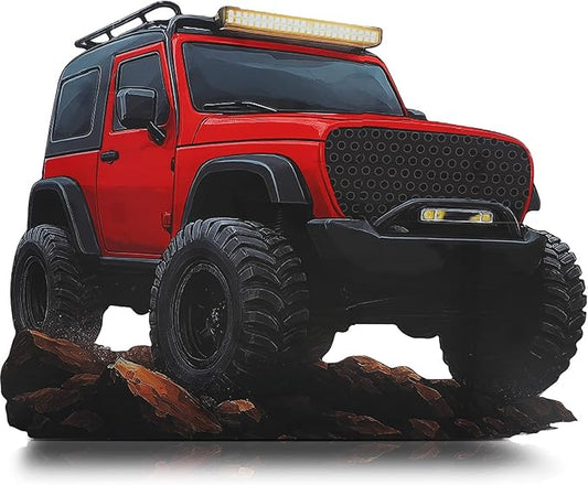 Bucherry 4 Feet Red Road Truck Stand-Up Cardboard Cutout Life Size Vehicle Adventure Theme Party Decor Backdrop Photo Prop Road Vehicle Standup for Jungle Safari Travel Automotive Themed Party Decor