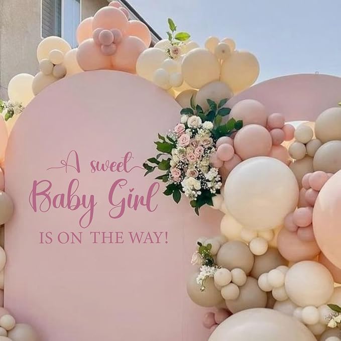 Sweet Baby Girl Sign Decal for Baby Shower Decorations | A Sweet Baby Girl is On The Way Gender Reveal Sign Sticker, Baby Shower Party Decal Sign for Party, Balloon Arch, Backdrop