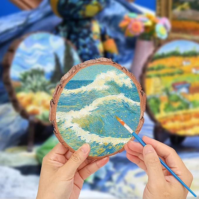 15 PCS Unfinished Wood Slices for Centerpieces, 6.3-7 Inch Natural Wood Slices with Tree Bark Pine and Wood Rounds Discs for DIY Crafts, Centerpieces, Art & Decor