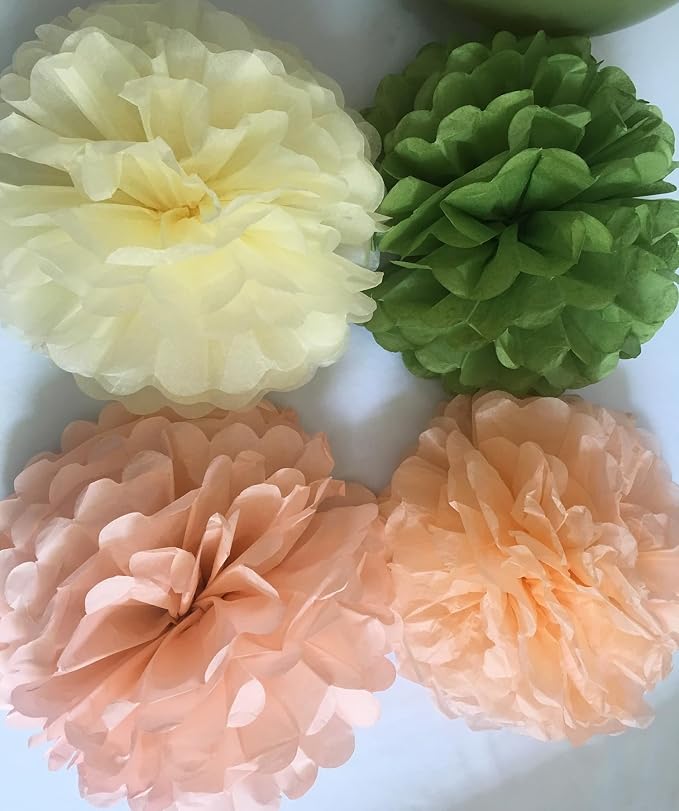 Sage Green and Peach Birthday Decorations -Pastel Orange Happy birthday Party Balloons for Women and Girls with Gold Banner Tassel Garland Tissue Pompoms (Sage Green + Peach)