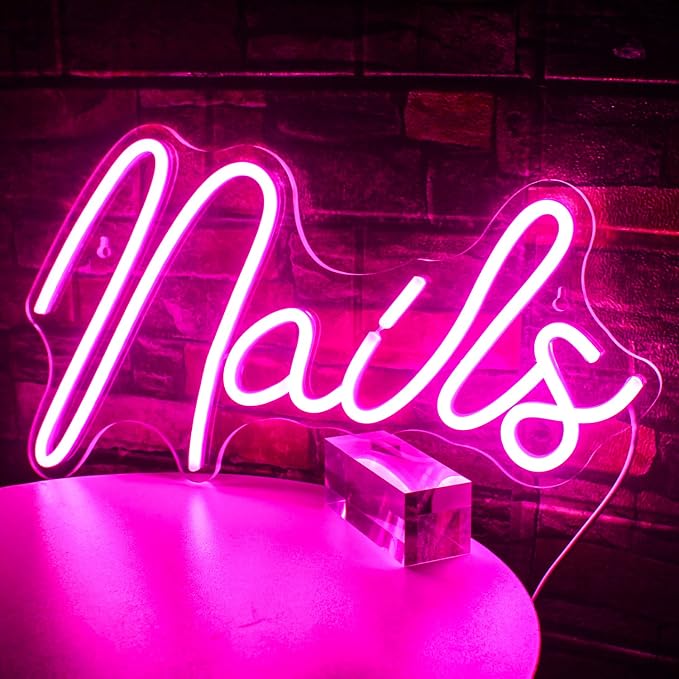 Nails Neon Sign Led Pink Neon Light Up Signs for Wall Decor Usb Neon Lights for Nail Salon Beauty Room Decor Indoor Outdoor Lights for Bedroom Shop Room