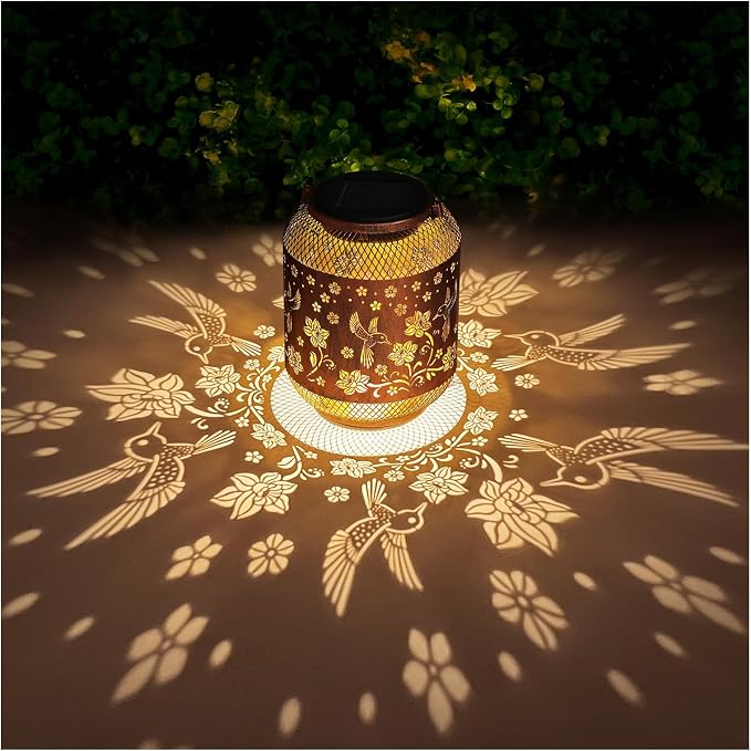 2 Pack Hummingbirds Solar Lanterns Outdoor Waterproof Garden Decor Birthday Gifts for Mom Women Grandma Metal Hanging Solar Lights Outdoor Decoration for Patio,Yard,Porch,Backyard