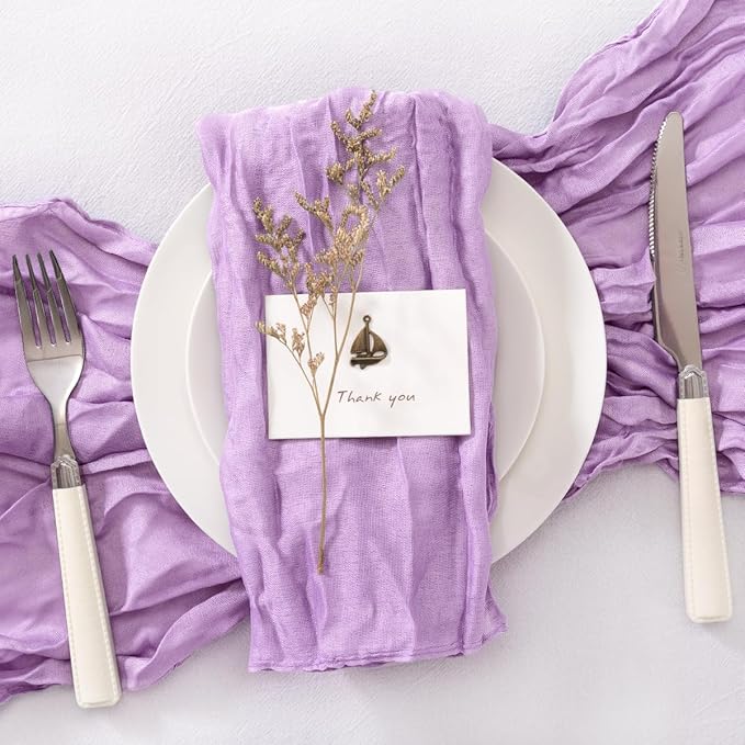 20 Pack Lilac Cheesecloth Napkins Cloth Washable Spring Summer Cloth Napkins Set of 20 Bulk 21x21 Inches for Wedding Baby Bridal Shower Birthday Dinner Party Home Table Decor