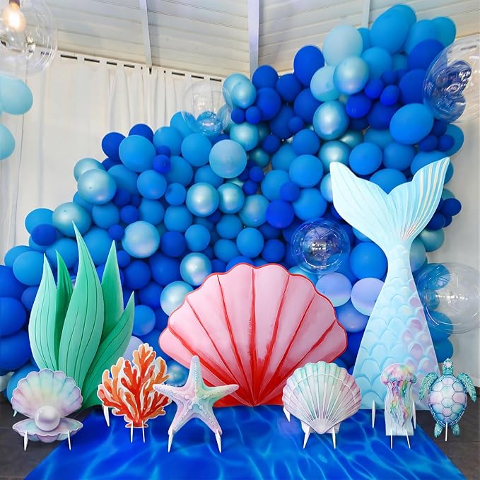 9 Pcs Large Under The Sea Party Decorations Mermaid Birthday Decorations, Ocean Theme Party Supplies, Shell, Starfish, Jellyfish, Seaweed, Coral Stand up Cardboard Cutouts for Baby Shower