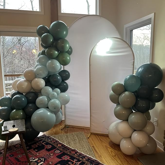 Double Stuffed Dusty Blue Green Balloon Arch Kit, Boho Neutral Balloon Garland Kit Sage Dusty Green Slate Blue Teal Latex Balloons for Baby Shower Bridal Shower Dinosaur Birthday Party Decorations