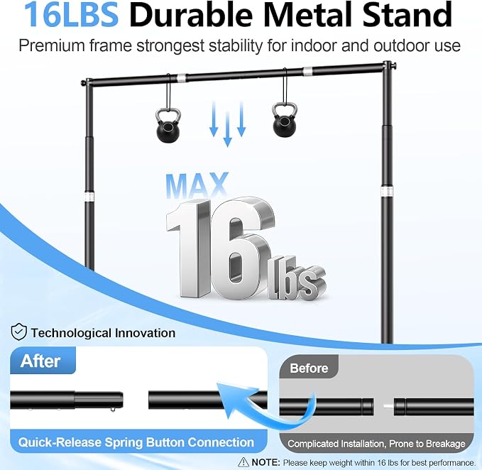 8 x 8FT Backdrop Banner Stand, Heavy Duty Adjustable Photo Background Support Frame Kit, Step and Repeat Stand for Photo Booth, Parties, Exhibition, Trade Show, Wedding