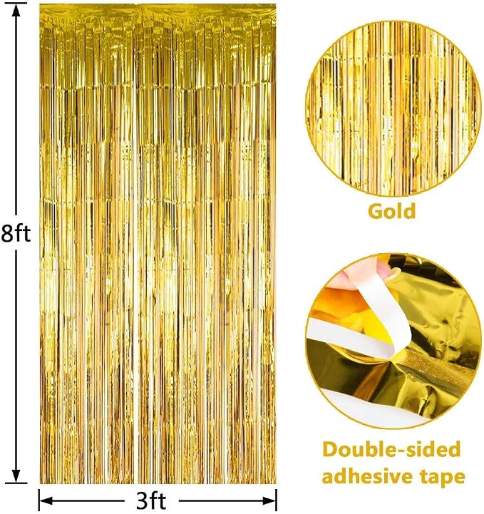 Gold Baby Shower Decorations Set for Girl or Boy Kit, Rustic Welcome Baby Banner in Burlap, 2 Gold Metallic Curtains, Balloons and Table Banner