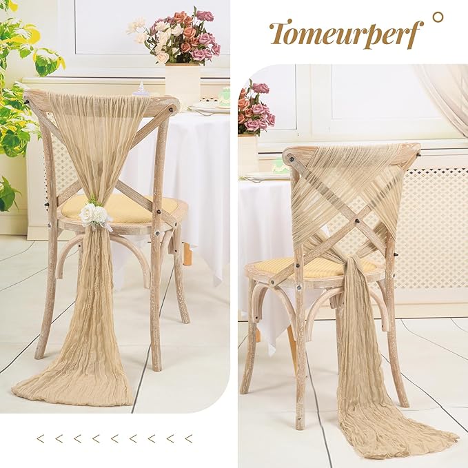 16 Pack 10Ft Cheesecloth Table Runner Beige, 20 x 120 Inch Rustic Gauze Boho Cheese Cloth Table Runners Wedding Long Table Runner for Wedding Party Bridal Shower Table Decoration