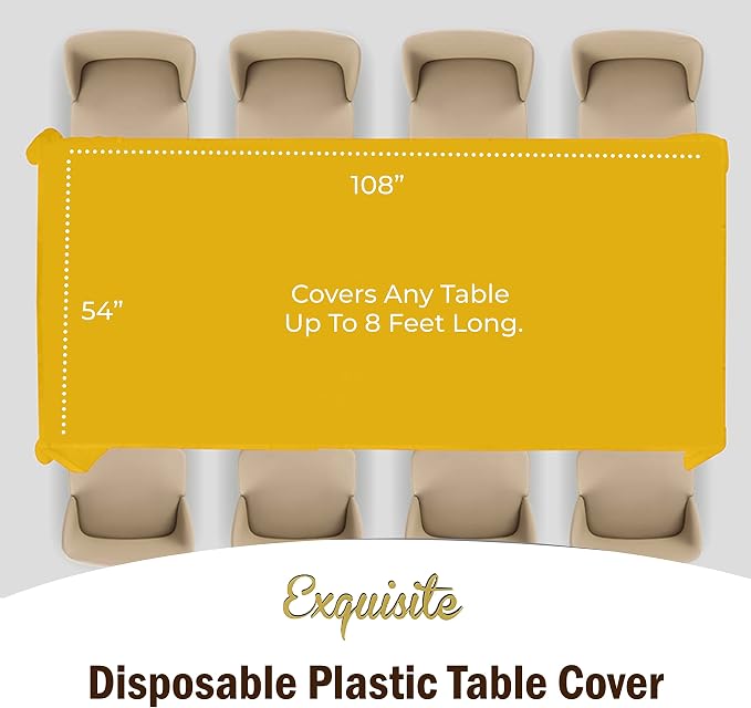 Exquisite Yellow Tablecloths for Rectangle Tables 48 Pack Plastic Table Cloth Disposable 54" X 108" Yellow Table Cloths Rectangle Tablecloth Plastic Tablecloths Rectangular Party Supplies