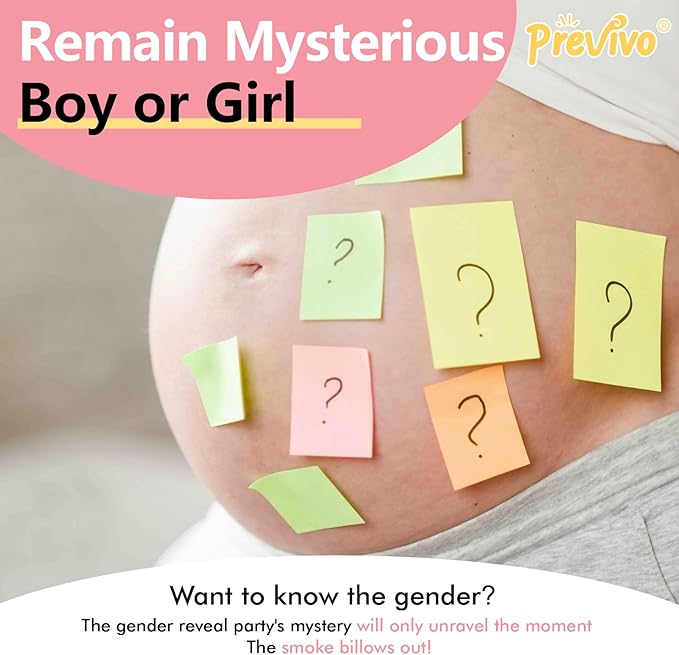 Previvo Gender Reveal Confetti Powder Cannon - 4 Pack Pink Baby Gender Reveal Poppers - 100% Biodegradable Powder Smoke - Baby Party Supplies