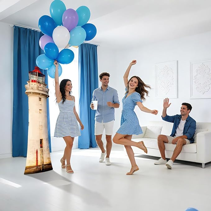 5.6 Ft Lighthouse Cardboard Cutout Life Size Coastal Nautical Standee Lighthouse Stand Up Backdrop Props for Beach Theme Party Events Photo Booth Classroom Indoor Outdoor Decoration