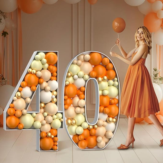 Mosaic Numbers for Balloons 4FT: Large 40th Birthday Decorations Balloon Mosaic Number Frame Marquee Number 40 Anniversary Party Decor Cardboard Numbers