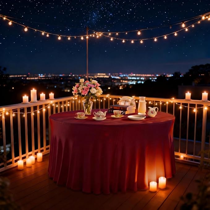 10 Pack Red Round Spandex Tablecloths for 60in Tables, 120 Inch Stretch Fitted Table Skirts, Wrinkle-Free Washable Polyester Covers for Wedding, Banquet & Party