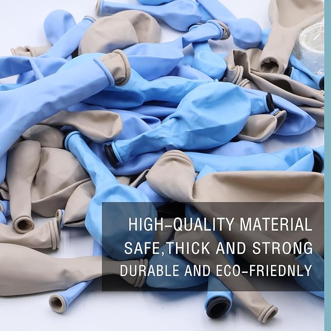 Dusty Blue Balloon Garland Kit–Double-Stuffed Dusty Blue, Pastel Blue, Sand White Balloons for Baby Showers, Weddings, and Birthday Party Decorations