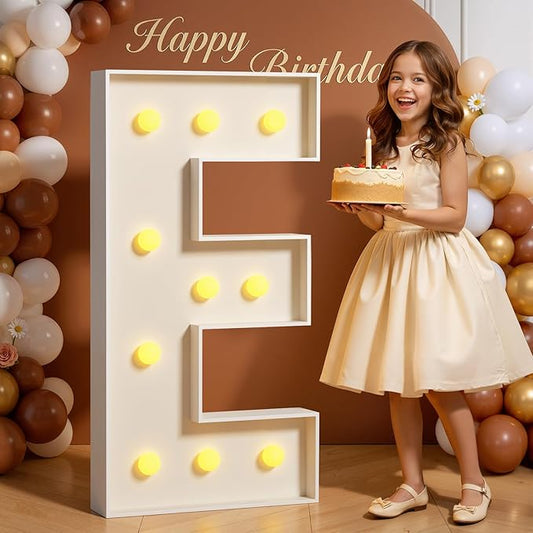 Marquee Letters 4 Feet Tall 4FT Large Light Up Letters E for Birthday Wedding Engagement Party Decorations Will You Marry Me Sign Yard Pre-Cut Foam Board