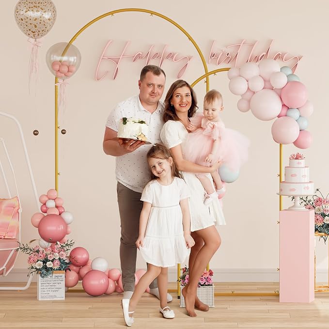 Snughome Arch Backdrop Stand, Set of 2 Metal Balloon Arch Stand (7.2FT+6FT), Gold Wedding Arch Frame for Party, Baby Shower, Holiday, Ideal for Balloon Flower