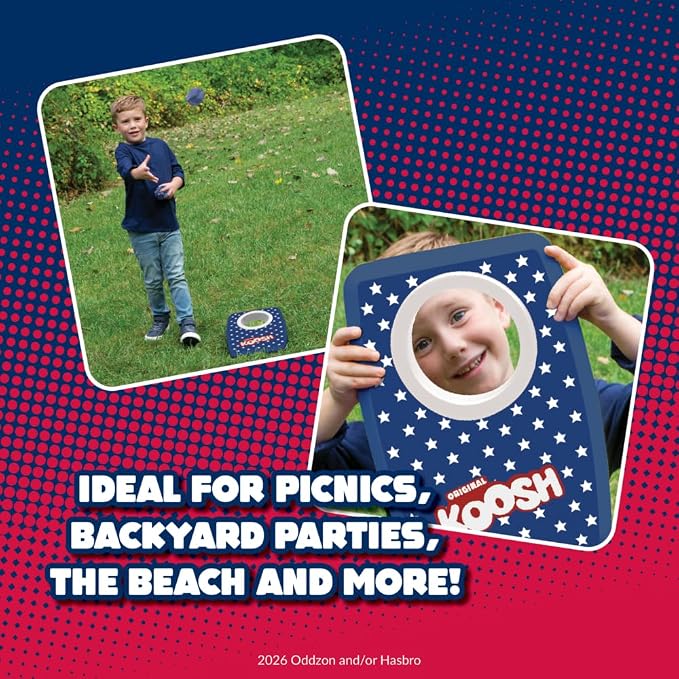Koosh Double Kornhole 4th of July - Cornhole Set for Kids - Outdoor Toys for Boys and Girls - Perfect for Beginners - Preschool Toys, Easy Storage, 2 Kornhole Board, 6 Koosh Balls Included, Ages 5+