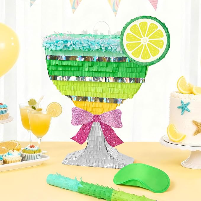 WERNNSAI Cocktail Piñata - Martini Party Decorations Bow Tini Margarita Piñata with Blindfold and Stick for Women A Tiny Bit Older Birthday Decorations Bridal Shower Bachelorette Wedding Supplies