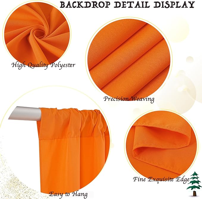 Orange Backdrop Panels Background: Polyester Backdrop Curtains Fabric 10ftx8ft Wall Backdrop Stage Wedding Decorations Drape Autumn Halloween