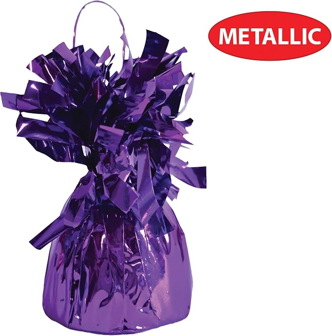 Beistle Metallic Wrapped Balloon Weight – 12 Pack, Purple Balloon Centerpiece Bouquet Holders, Party Decoration Accessories for Birthdays, Weddings, Graduations, and Retirement Celebrations, 6 Oz