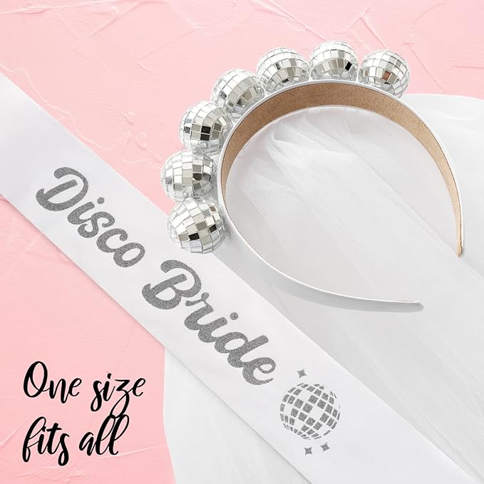 Pop Fizz Designs Last Disco Bachelorette Party Veil for Brides