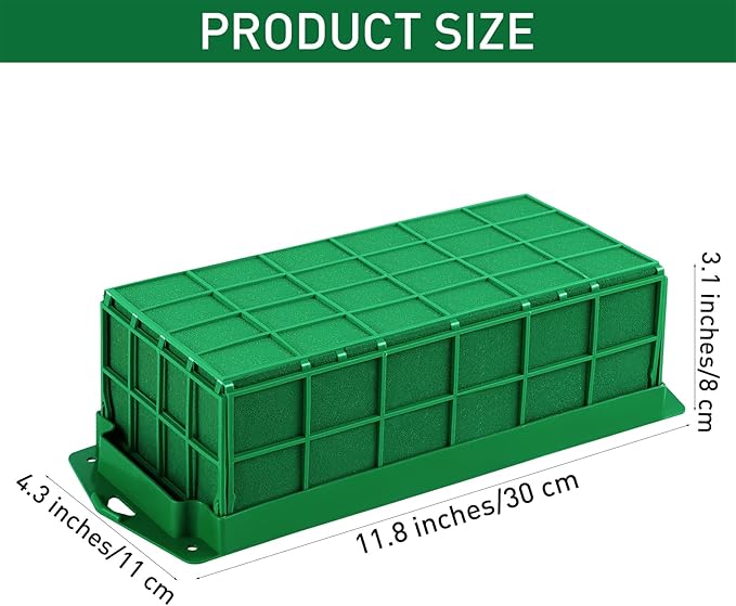 Hahood 6 Packs Floral Foam Cage Rectangle Flower Cage Holders with Floral Foam Flower Arrangement Supplies for Fresh Flowers, Home Wedding Decorations, 11.8 x 4.3 x 3.1 Inches