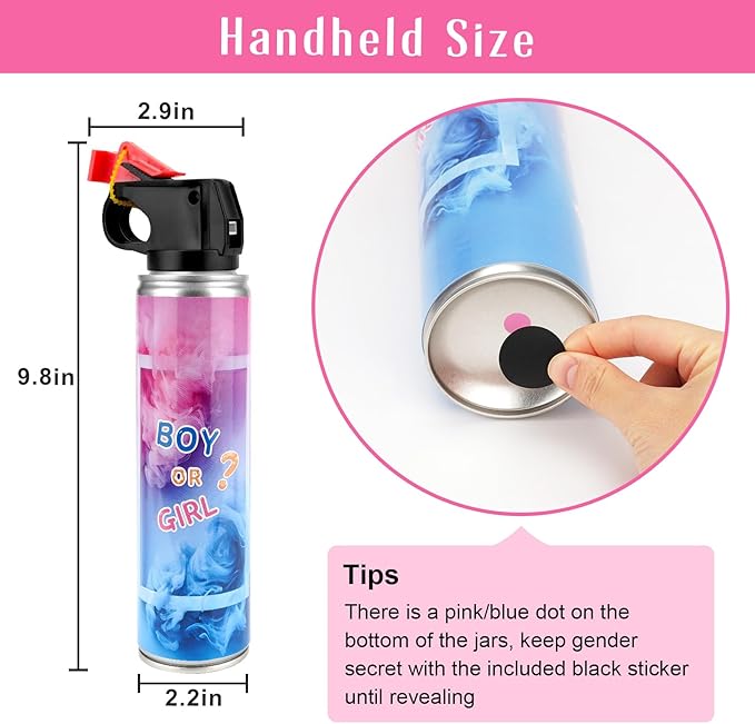 QIYVLOS Gender Reveal Fire Extinguisher 2 Packs, Gender Reveal Reveal Smoker Bomb, Baby Girl Reveal Party Ideas for Gender Reveal Decorations (Large, Pink)