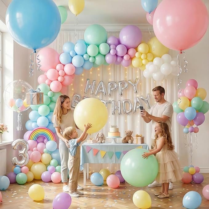 LovesTown 12 PCS Pastel Large Balloons, 36 Inch Pastel Latex Giant Balloons for Wedding Bridal Shower Party Festival Decorations