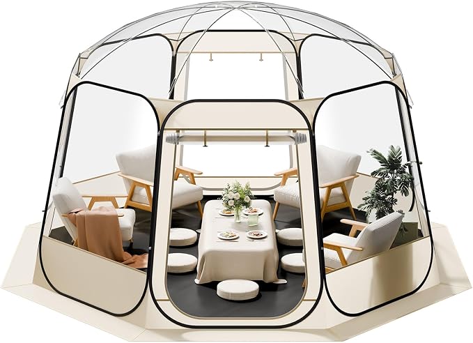 VEVOR Pop up Sports Tent, 8 Sizes Optional Clear Bubble Tent for 1-6 Person, Waterproof Outdoor Pod with Floor Mat & Top Cover, Garden Igloo Dome Tents Camping Shelter for Sports Watching