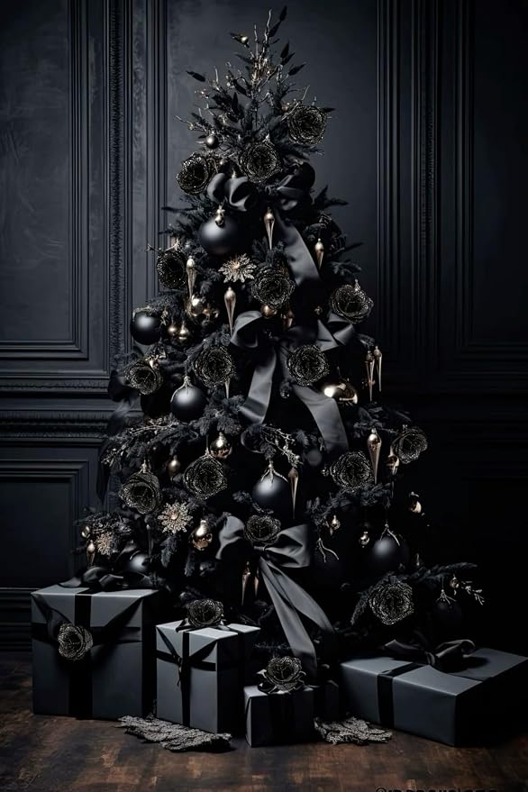 Roses Artificial Flowers,30PCS Black Glitter Roses Silk Roses for Wedding Bouquet Party Christmas Home Decor(Black)
