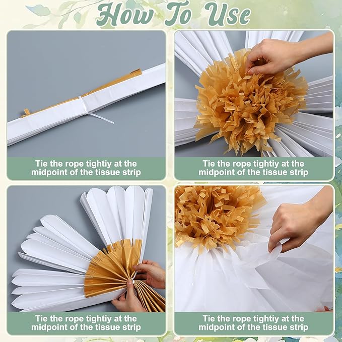 Chunful 5 Pcs 30'' 24'' Gaint White Tissue Paper Flowers Decoration Wonderland Large Hanging White Tissue Paper Pom Poms Decor for Wonderland Birthday Bachelorette Wedding Baby Shower Party Decor