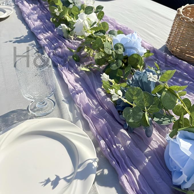 Artificial Flower Garland，6.5Ft Fake Dahlia Rose Flowers Garland Floral Eucalyptus Greenery Vine for Wedding Arch，Table Runner Centerpieces Backdrop Room Wall Hanging Plant Decor（Blue）