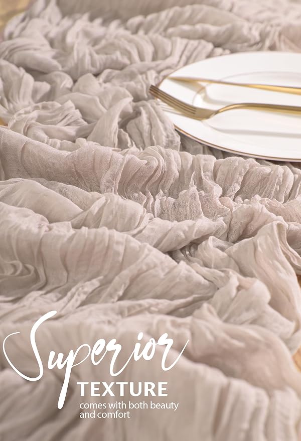 20 Pack Rosy Brown Cheesecloth Table Runner 10FT Boho Gauze Cheese Cloth Table Runners Romantic Rustic Sheer Table Decorations for Wedding Party Baby Shower Birthday Holiday Home