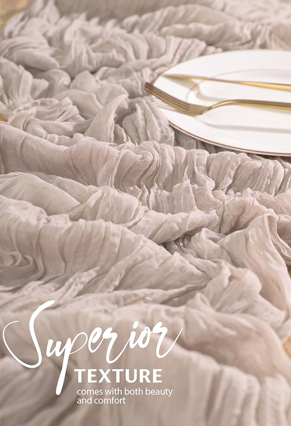 10 Pack Rosy Brown Cheesecloth Table Runner 10FT Boho Gauze Cheese Cloth Table Runners Romantic Rustic Sheer Table Decorations for Wedding Party Baby Shower Birthday Holiday Home