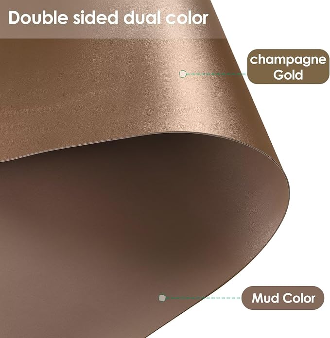 Round Table Cover - Can Be Used On Both Sides Waterproof and Easy to Clean Good Flatness Used for Dining Table(Mud Color+Champagne Gold Dia.42Inch)