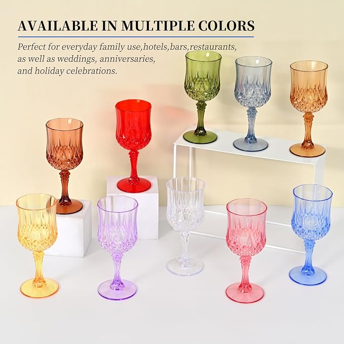 24Pack Sage Green Plastic Wine Glasses,Vintage Plastic Goblets for Parties, Sage Green Drinking Glasses Crystal Water Goblets Reusable for Wedding Reception, Grand Event Party Supplies