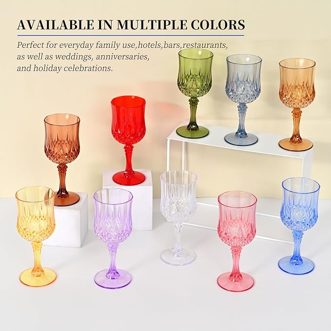 48Pack Sage Green Plastic Wine Glasses,Vintage Plastic Goblets for Parties, Sage Green Drinking Glasses Crystal Water Goblets Reusable for Wedding Reception, Grand Event Party Supplies