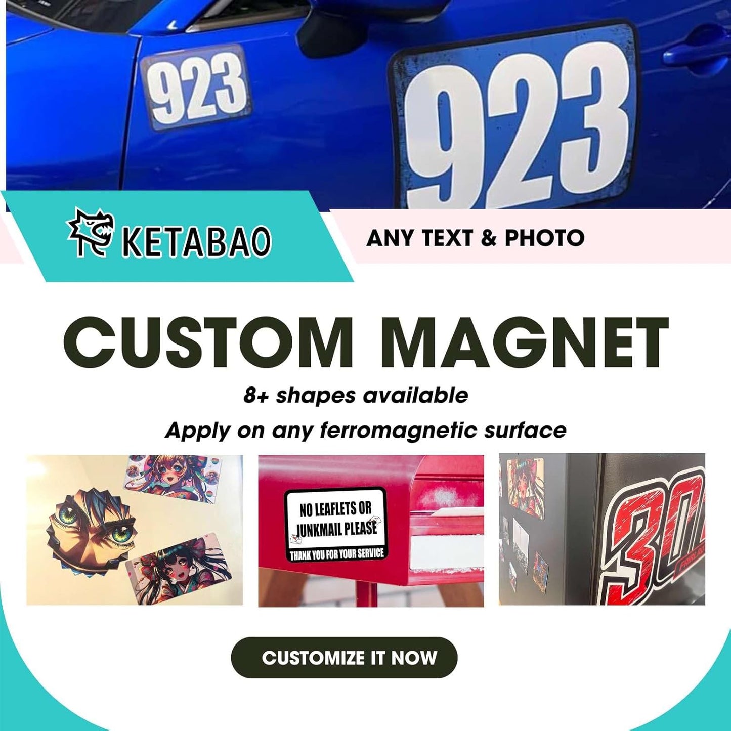 KETABAO – 8" Create Your Own Circle Photo Magnet – Customized Magnetic Photo Frames for Refrigerators, Storage Cabinets and Cars