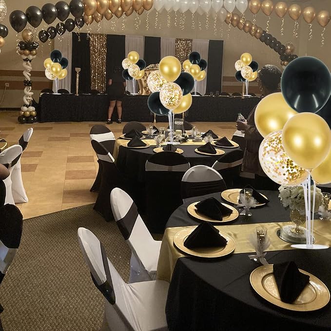TONIFUL 6 Set Graduation Decorations 2026 Balloon Centerpieces for Table,Black Gold Balloon Stand Kit for 2026 Graduation Decorations 50th 60th 70th Birthday Anniversary Retirement Party Decorations