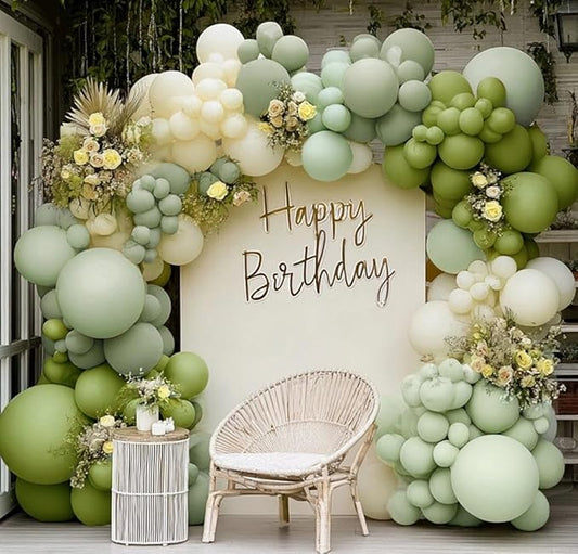 Dusty Green White Sand Balloon Garland Double Stuffed Light Sage Green Cream Balloon Beige Latex Balloons Arch Kit for Baby Bridal Shower Baptism Birthday Wedding Decoration