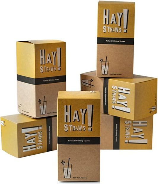 HAY! Straws® 7.75" Regular Drinking Straws | 3000 ct 100% Biodegradable and Compostable | Durable, Non-Soggy, Gluten-Free | Eco-Friendly Alternative to Plastic and Bioplastic Straws