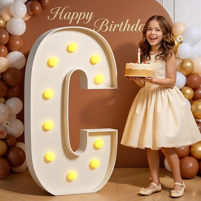 Marquee Letters 4 Feet Tall 4FT Large Light Up Letters C for Birthday Wedding Engagement Party Decorations Will You Marry Me Sign Yard Pre-Cut Foam Board
