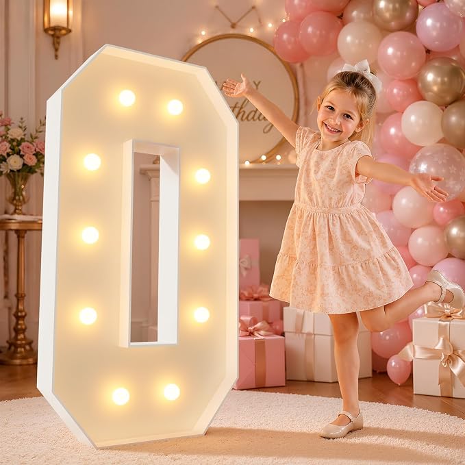 imprsv 4FT Marquee Numbers,DIY Light Up Numbers for 30th 40th 50th Birthday Decorations, Party Decorations,Anniversary Party Decor,Mosaic Number for Balloons Number 0,Pre-Cut Foam Board Kit